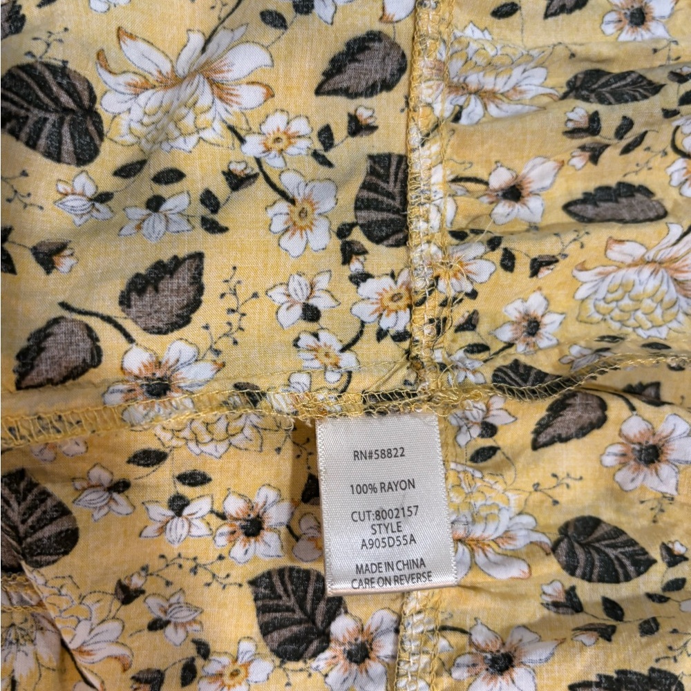 Max Studio Mustard Floral Tiered Maxi Dress | Boho Cottagecore Summer Dress - Picture 5 of 5